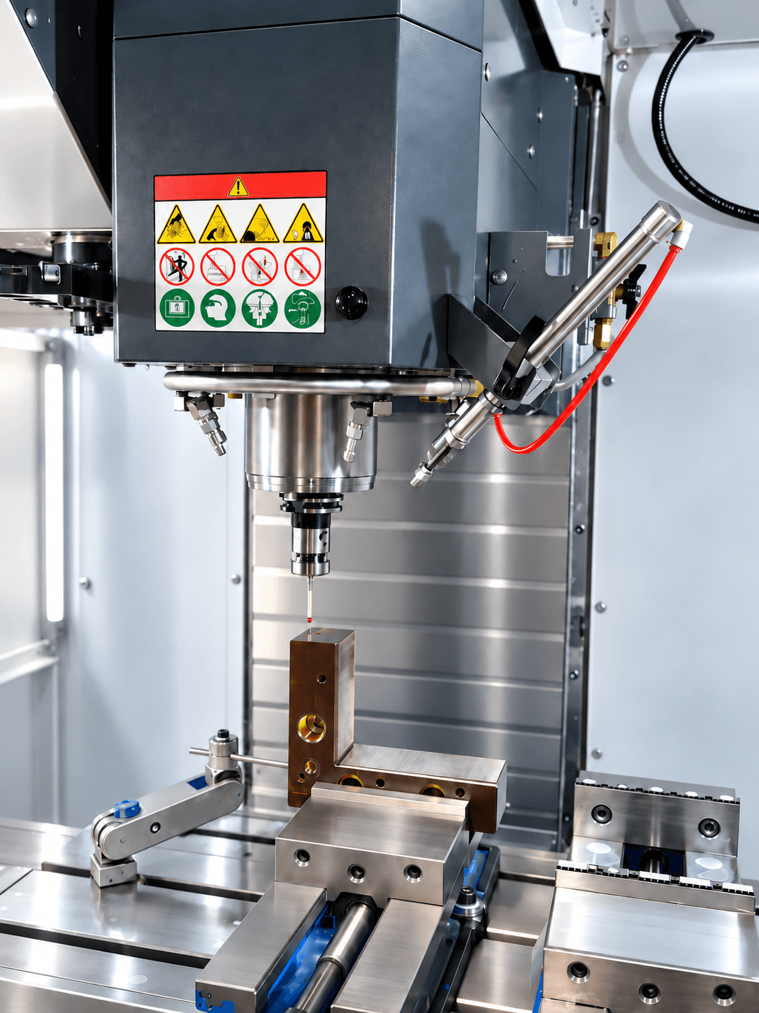 CNC machine milling a precision metal component
